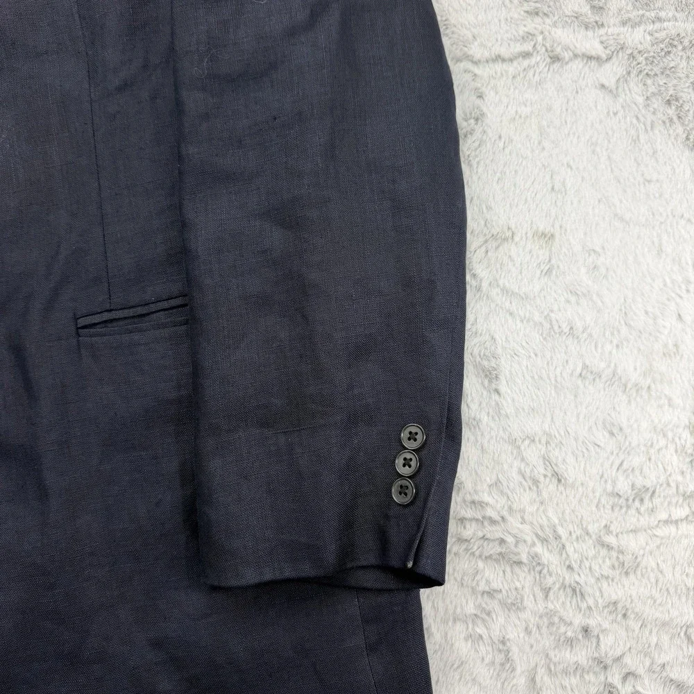 J.CREW Suit Jacket Mens 44R Blue 100% Linen Single Breasted Notch Lapel 2-Button